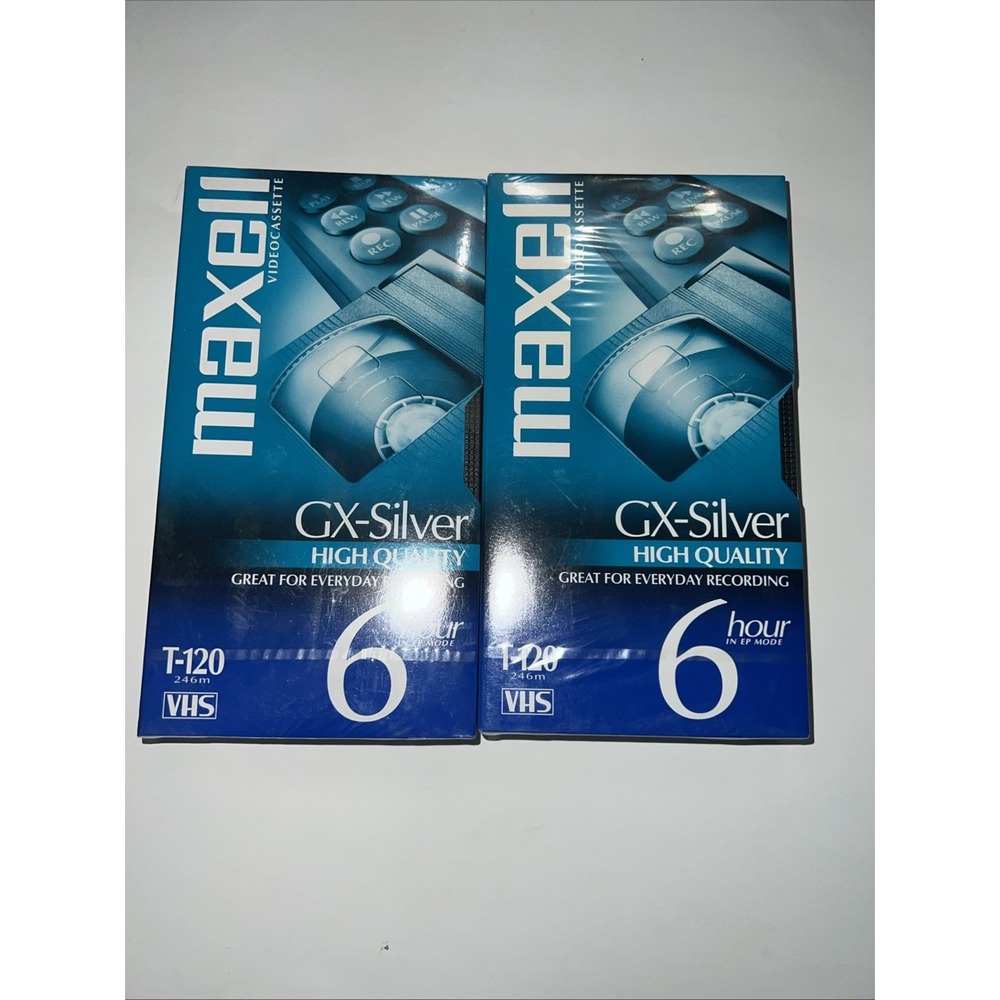 New Maxell T-120 Gx Silver VHS Sealed Up to 6 Hours Lot Of 2